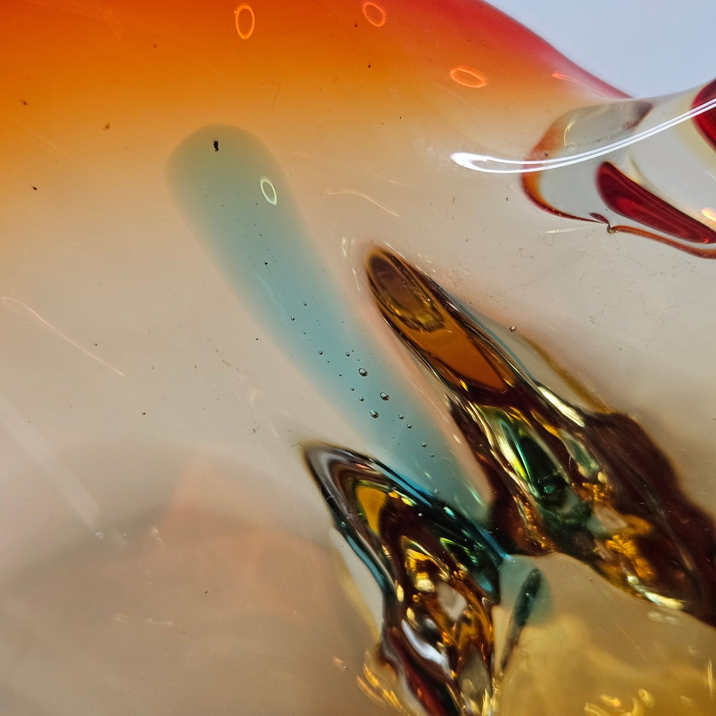 Vintage Murano style blown glass decorative duck, 13" x 8" x 4"