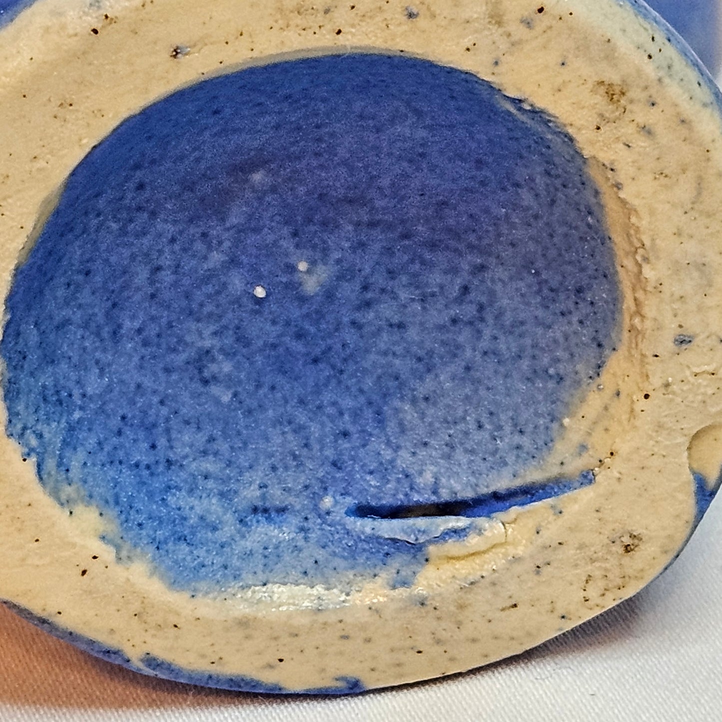 Vintage Niolak scalloped small vase, 3 inches, Ozark Blue, 1940s