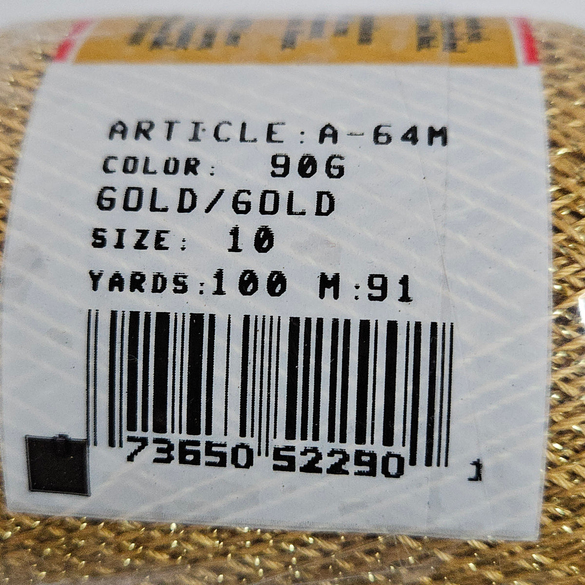 Gold Knit-Cro-Sheen metallic thread, JP Coats, size 10