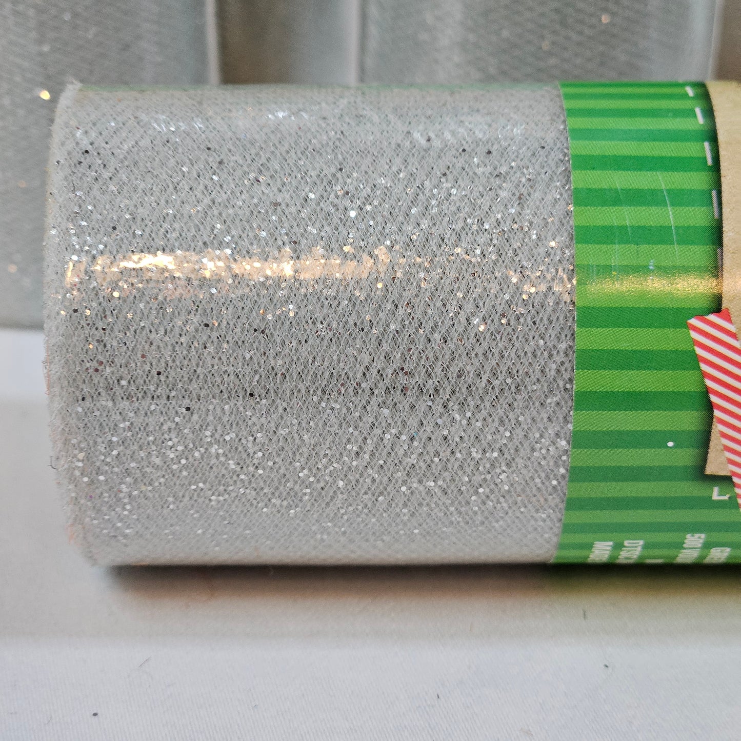 Crafter's Square Glitter Tulle decorative mesh ribbon, Lot of 9 rolls, 6 inches x 5 yards