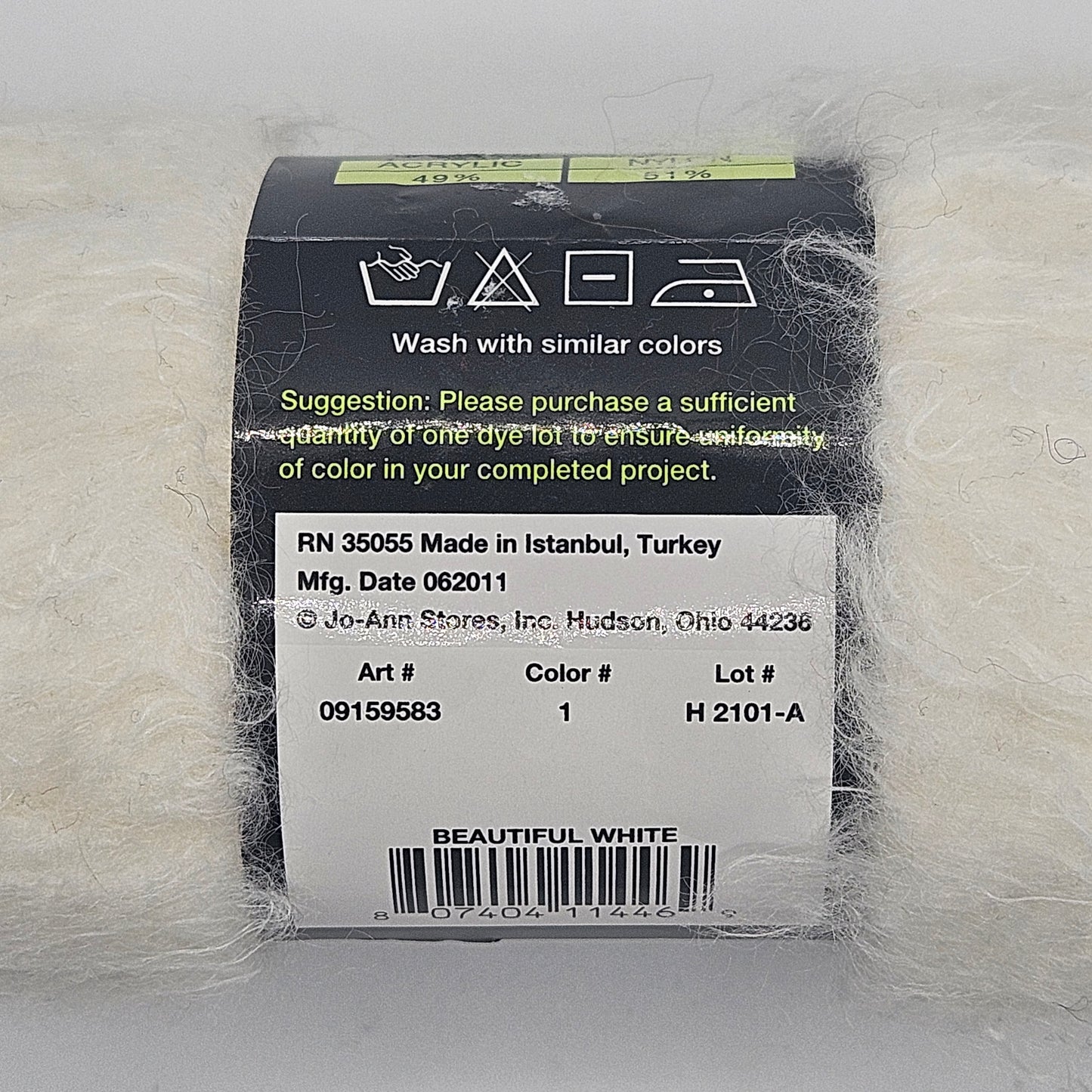 Jo Ann Sensations BEAUTIFUL Yarn, Beautiful White, 49% Acryllic 51% Nylon