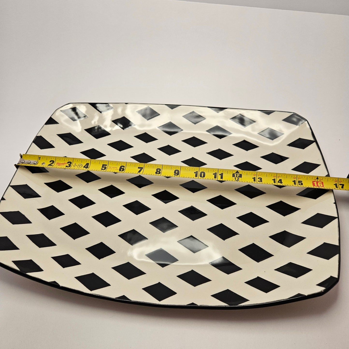 RARE Vintage Dorothy Hafner STATS 17" Platter, 1984, White Harlequin pattern