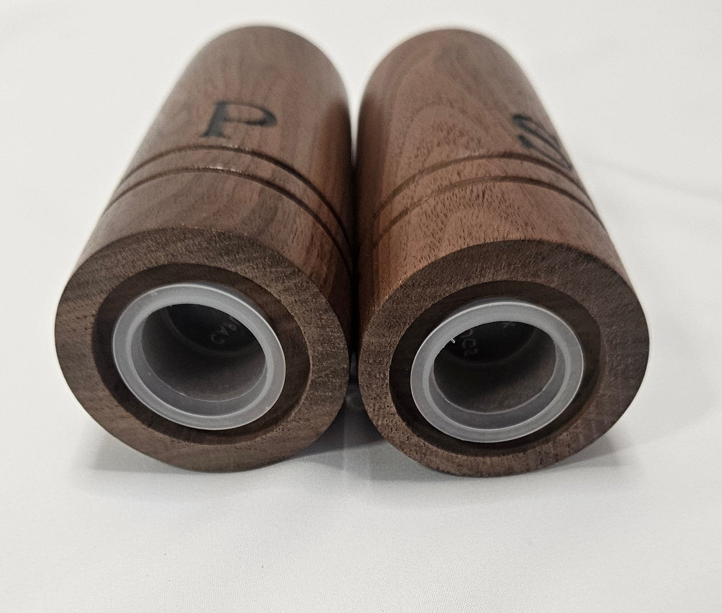 Vintage walnut salt and pepper shakers, NOS, never used