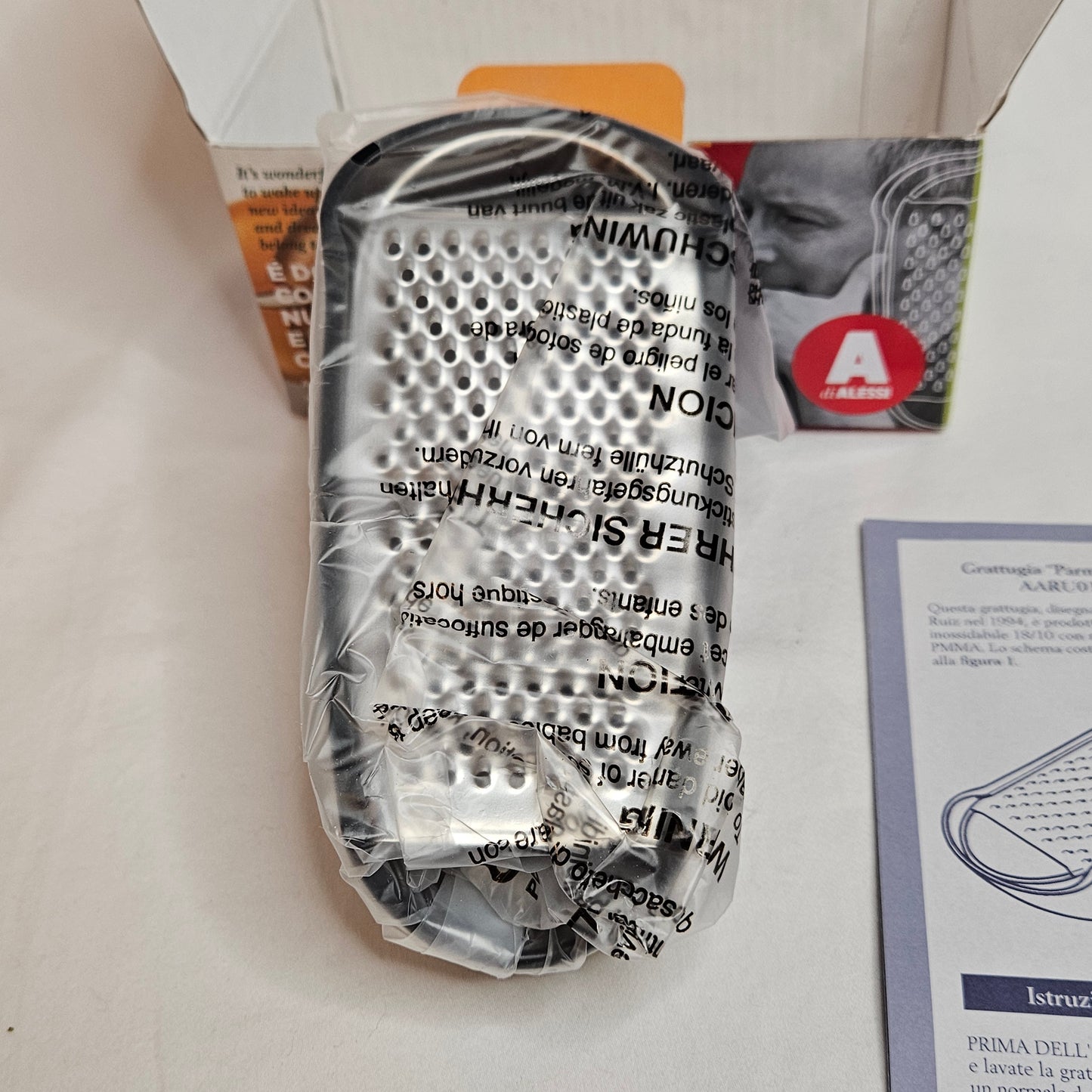 Alessi Parmenide Grater with cheese cellar designed by Alejandro Ruiz