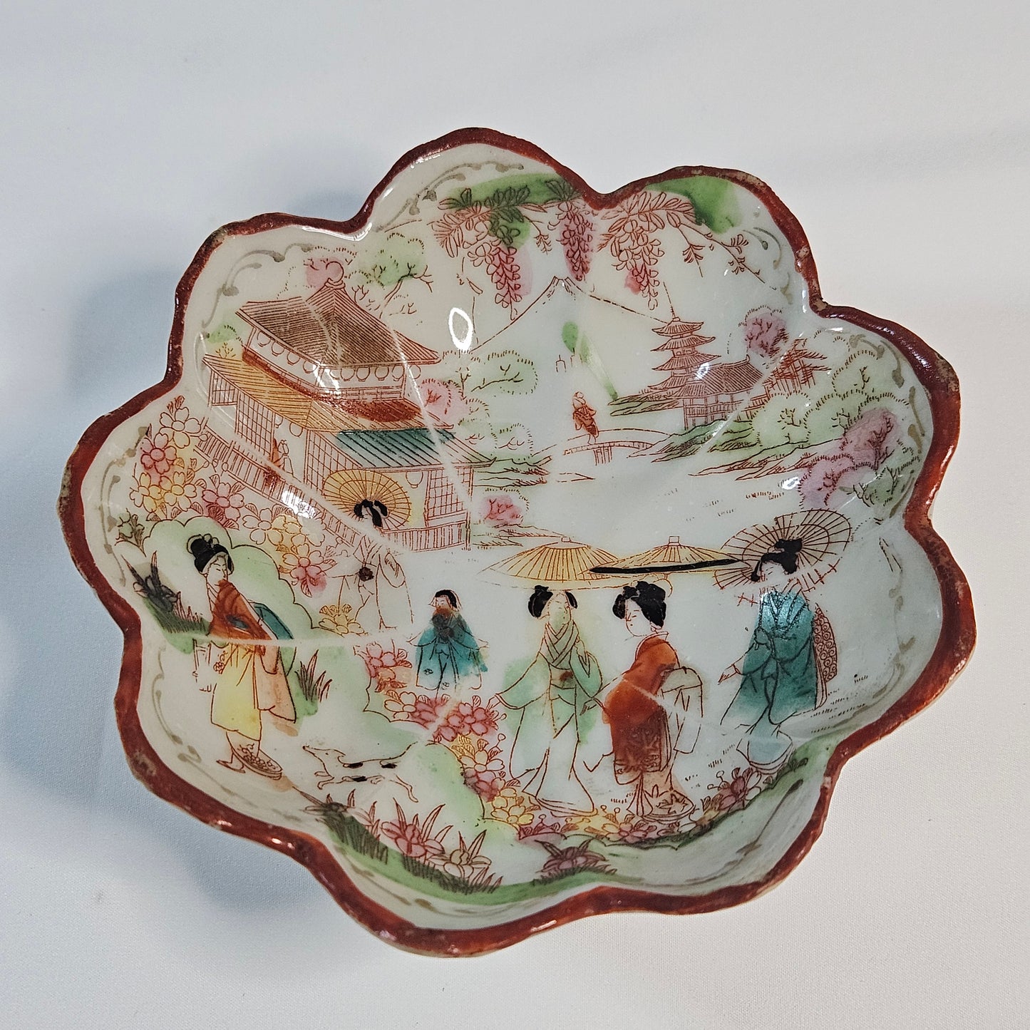 Geisha girl vintage porcelain hand painted plate