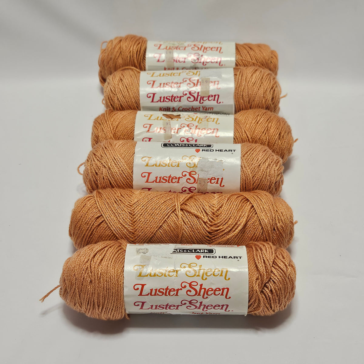Vintage Luster Sheen yarn, Coral Crush, Creslan Acrylic, Lot of 6 skeins