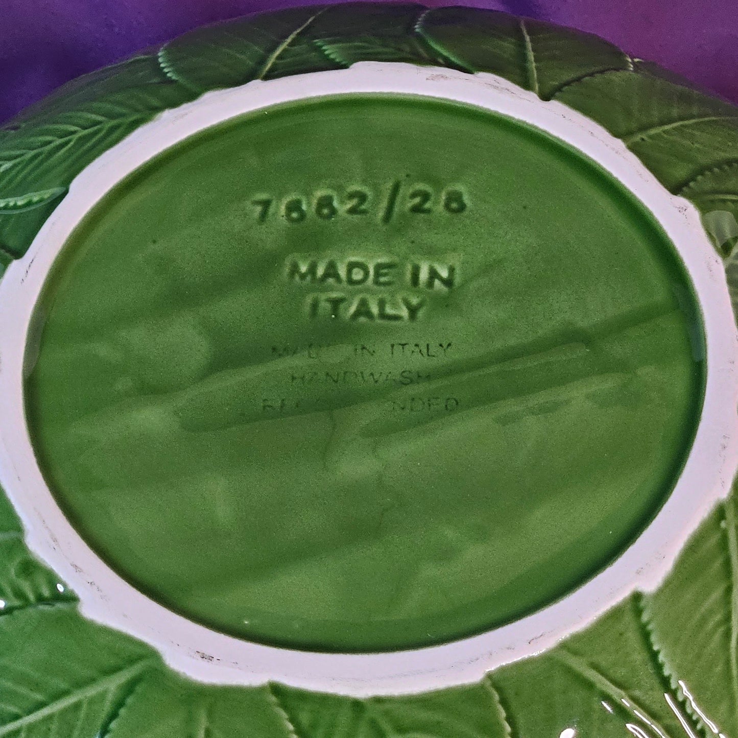 Vintage ceramic bowl, made in Italy, leaf pattern, 11.25 x 3.25 inches