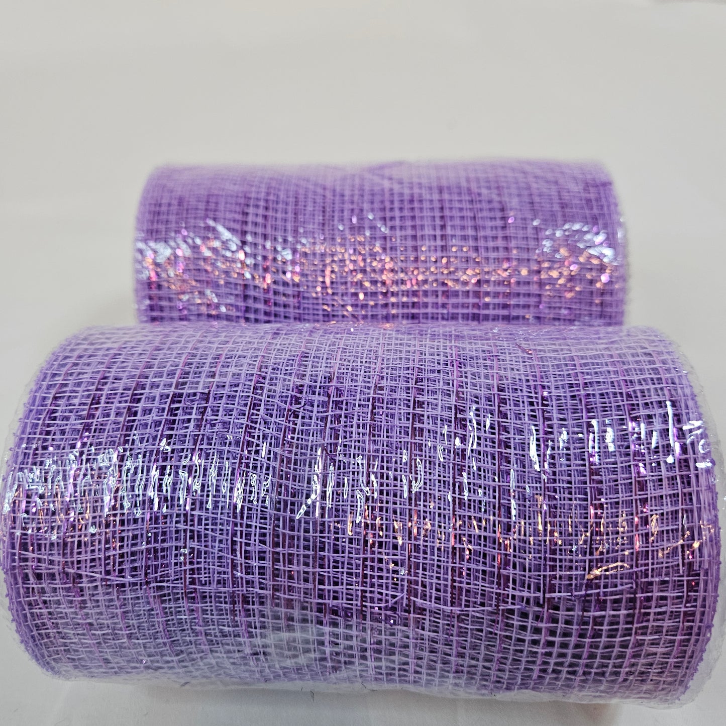 Lot of Polypro Mesh ribbon, Hobby Lobby, 4 rolls, White/Purple, 5.5 inch