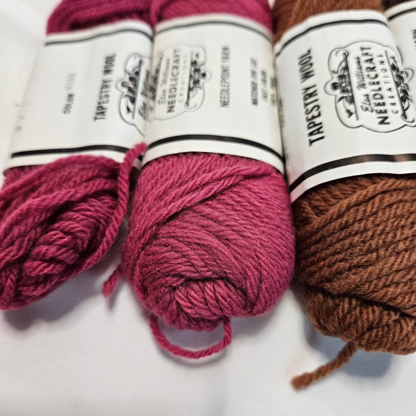 Vintage Tapestry Wool Yarn, Elsa Williams Needlecraft Collections, lot of 8 skeins