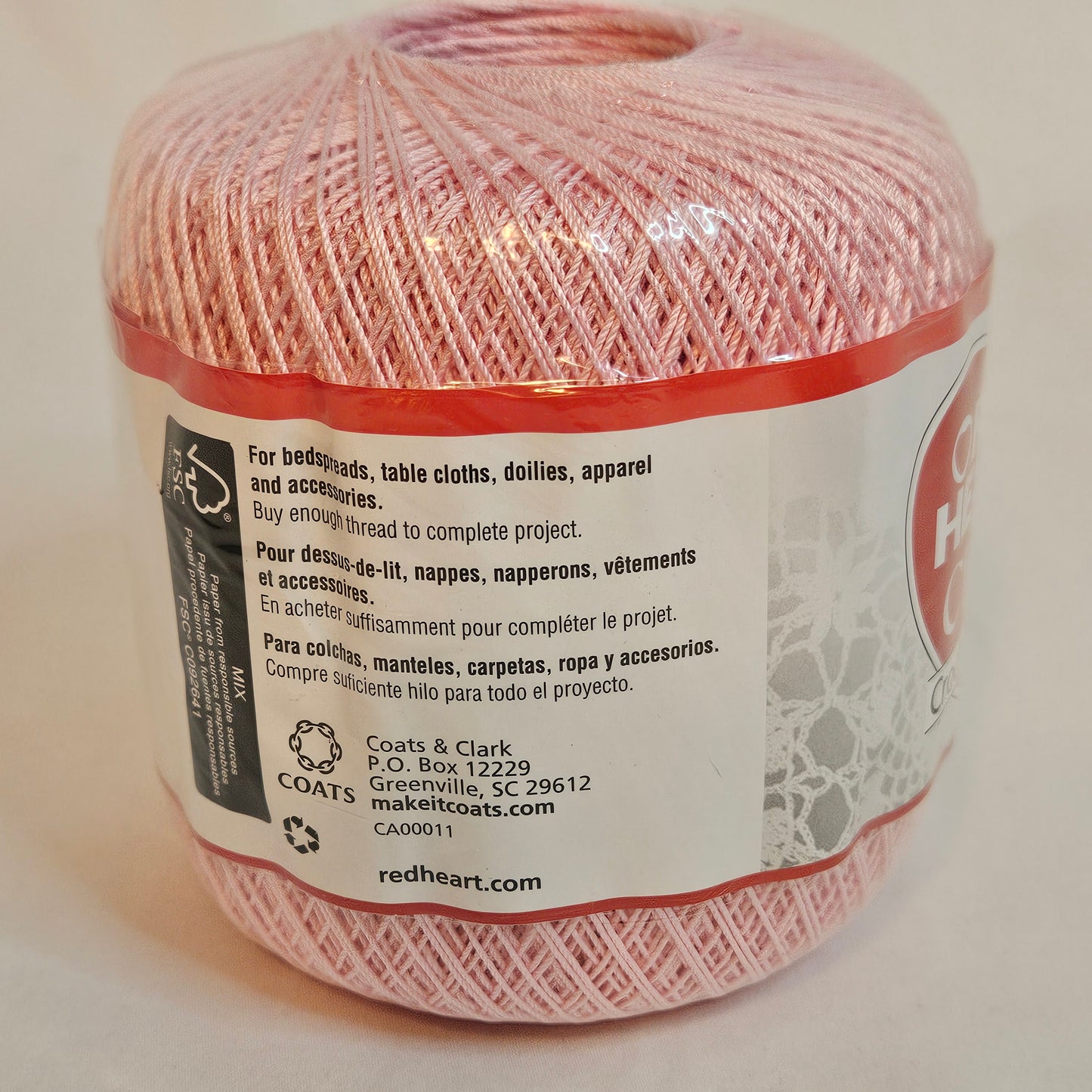 Red Heart Classic Crochet thread, #10, Orchid Pink