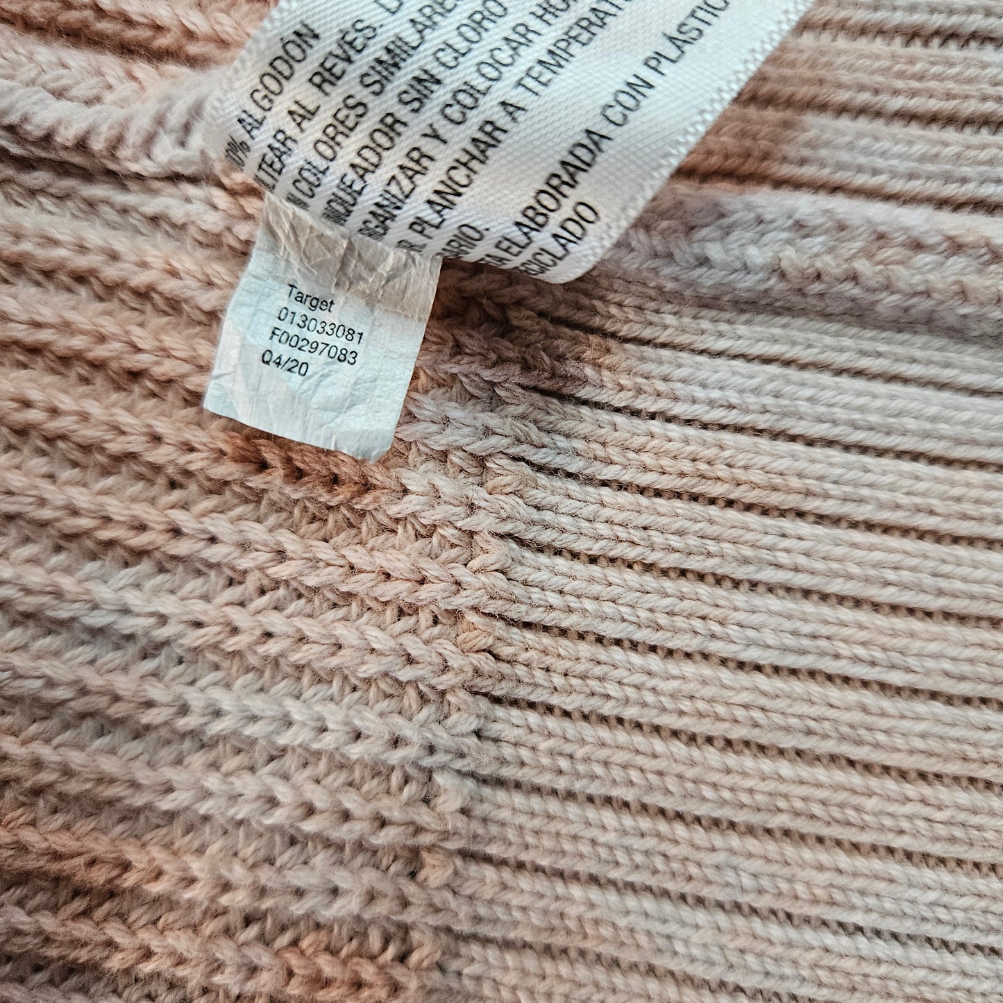Universal Threads long-sleeve cardigan with front pockets, 100% cotton, marbled peach, S