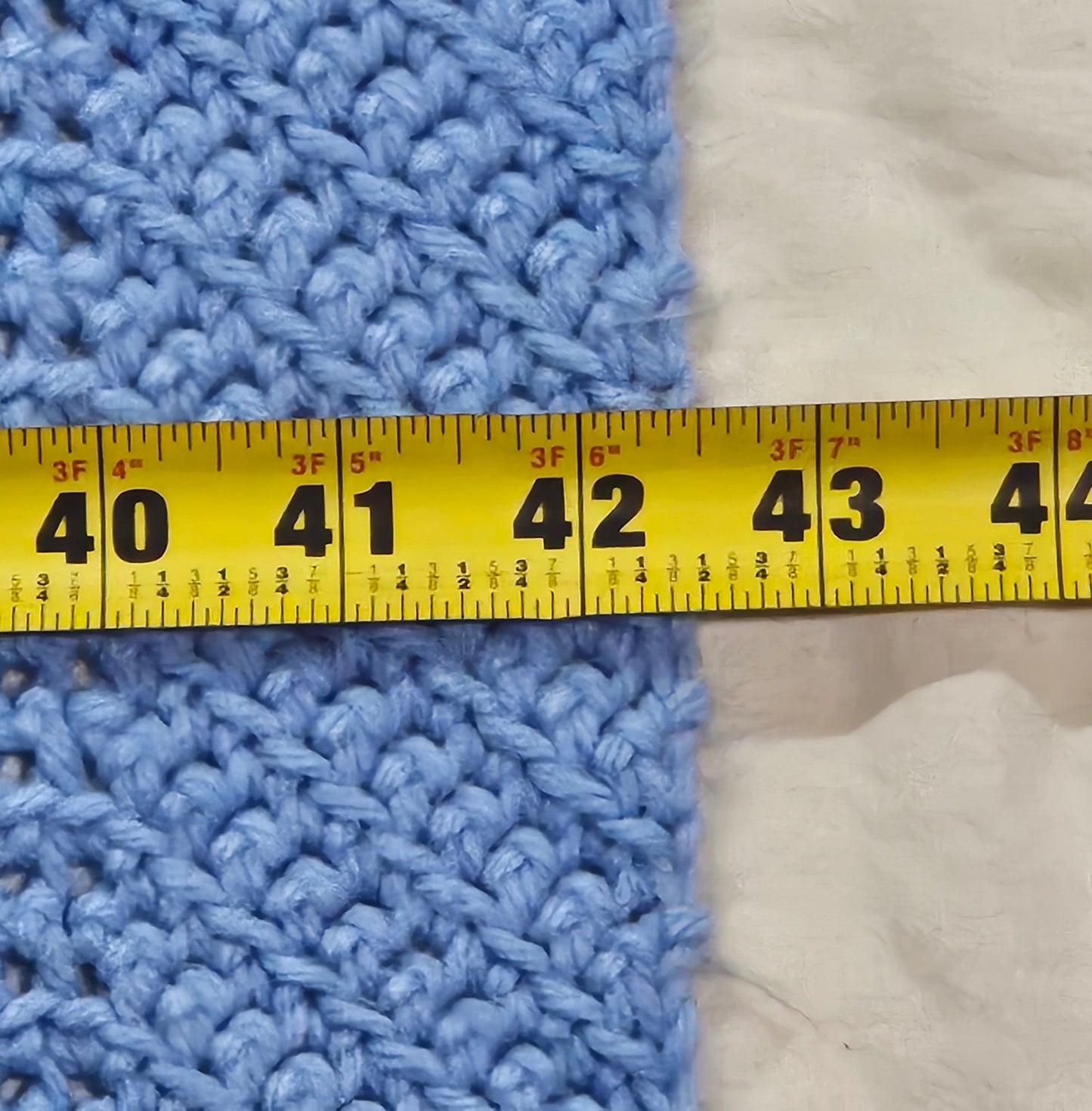 Handmade, large crochet blanket, blue ripple stitch stripes, 71" x 40"