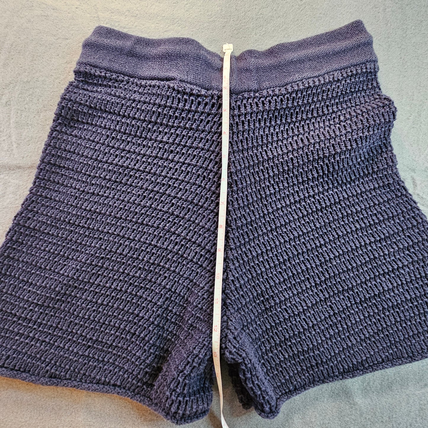 Zara 100% cotton knit shorts in dark blue, medium
