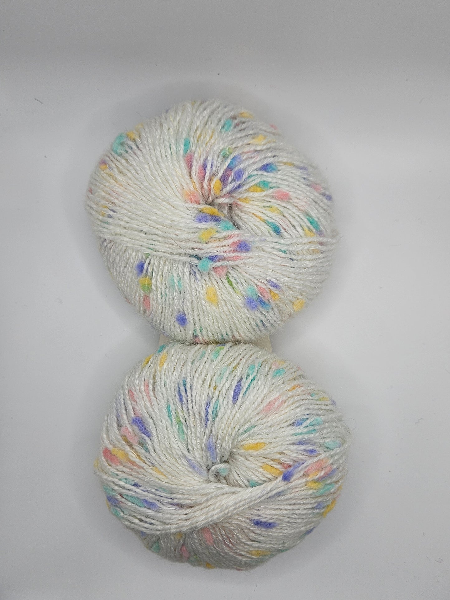 Confeti Yarn by Katia, White with Pastel Flecks, 2 Skeins, same dye lot