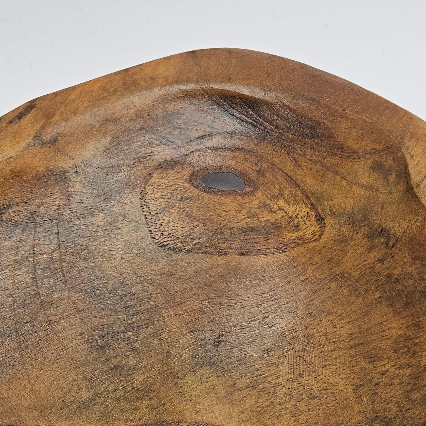 Vintage British Gardens teak bowl, 11 x 9 x 2 inch shallow bowl