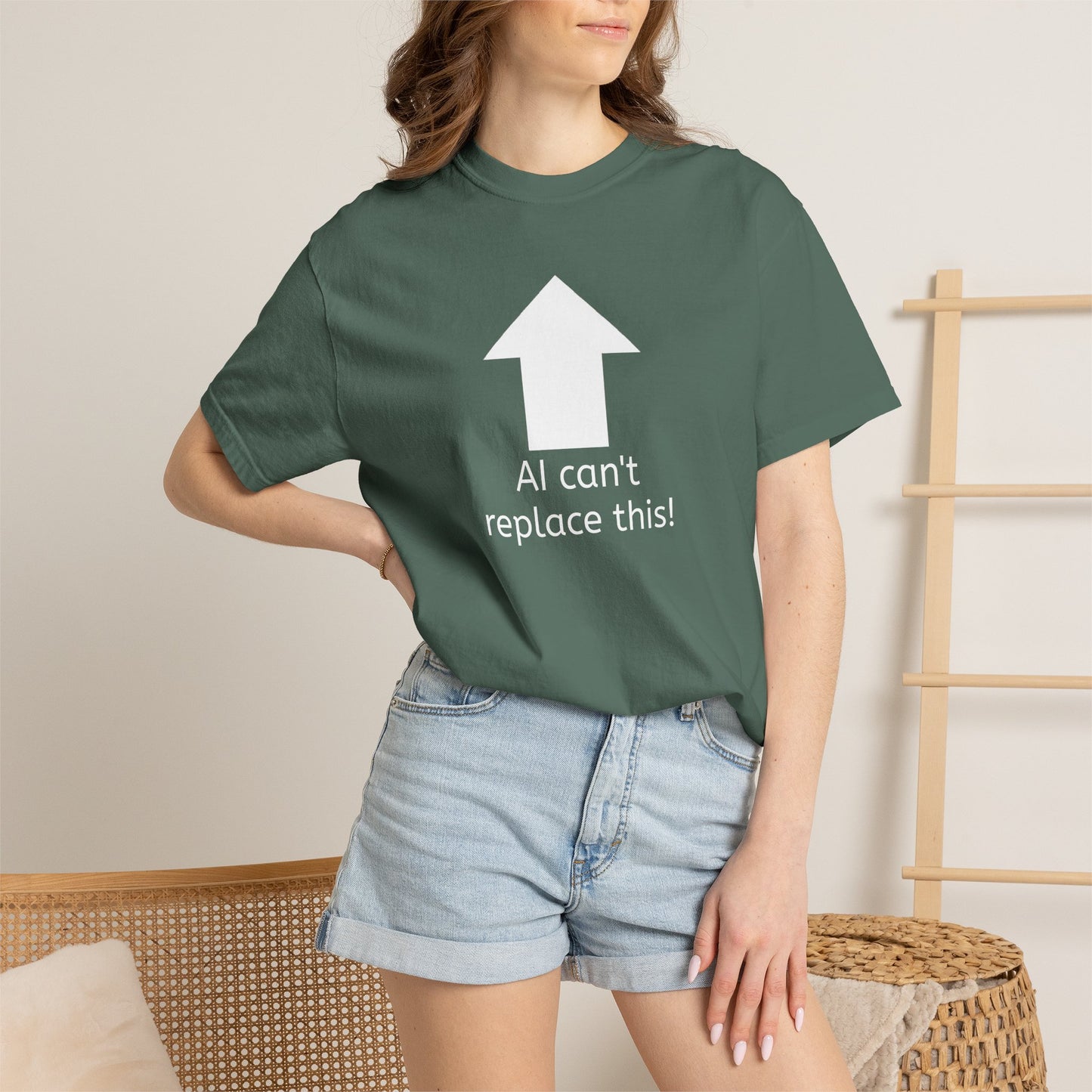 AI can't replace this! Unisex Garment-Dyed Short Sleeve T-shirt