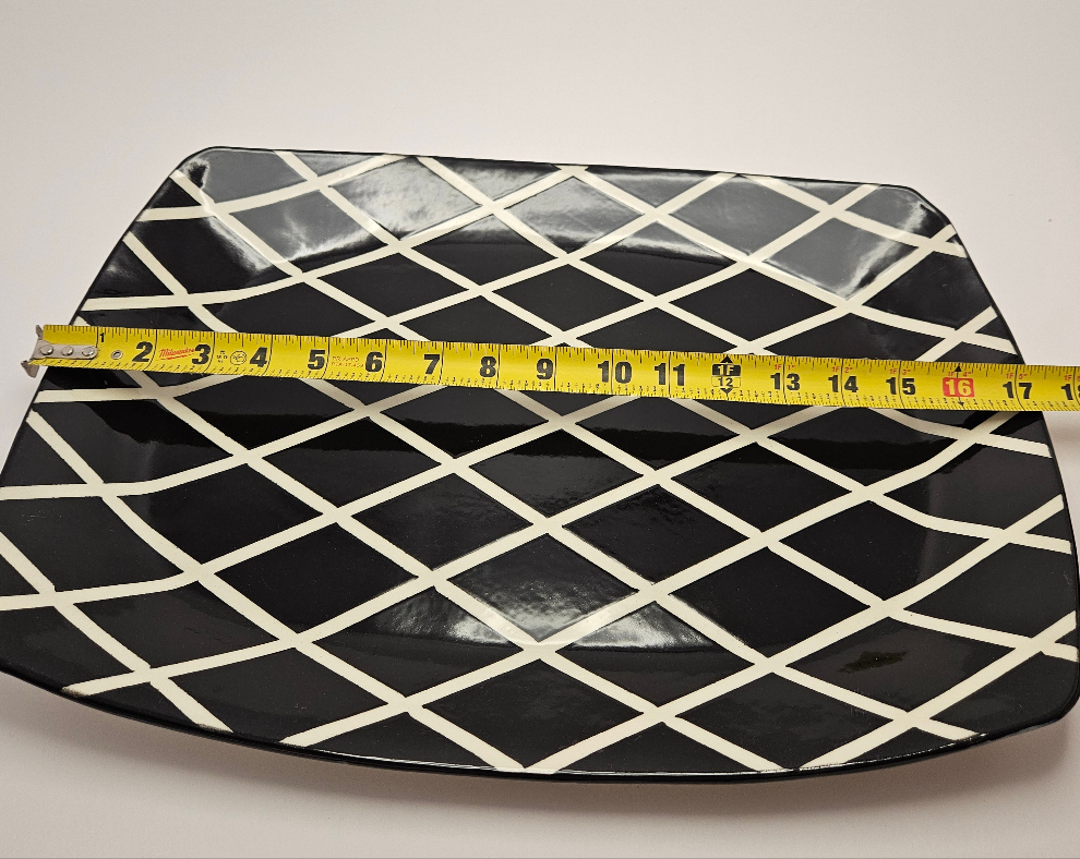 RARE Vintage Dorothy Hafner STATS 17" Platter, 1984, Black Lattice pattern