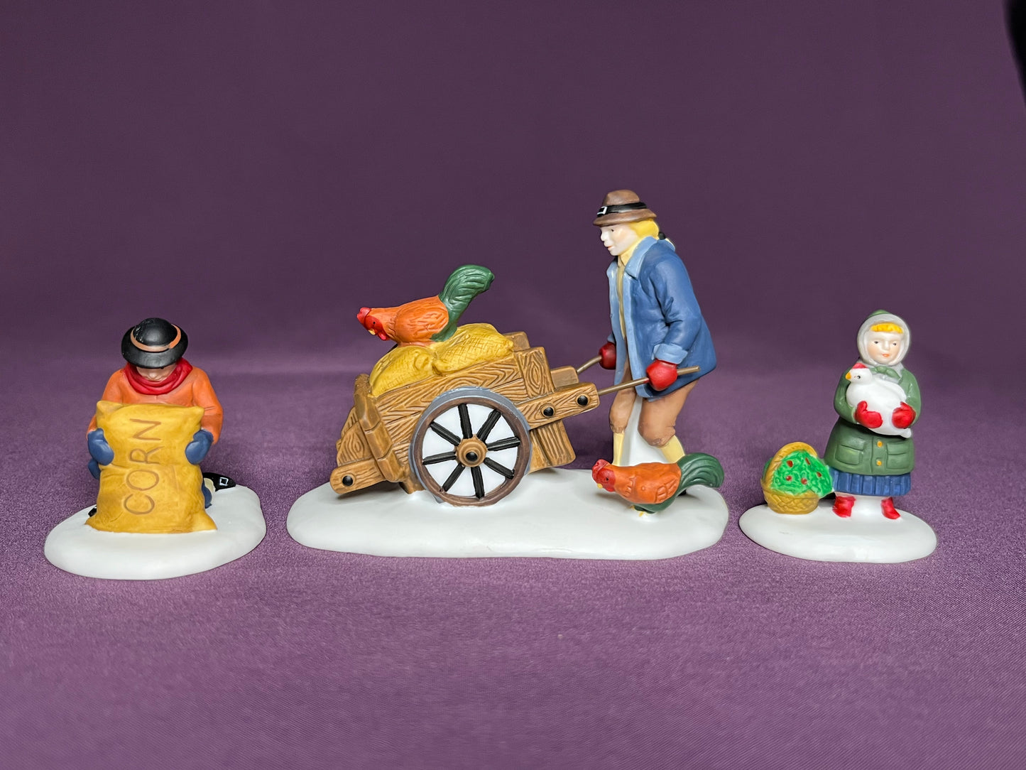 Harvest Seed Cart, Department 56 Heritage Village Collection #56456, 3 pieces
