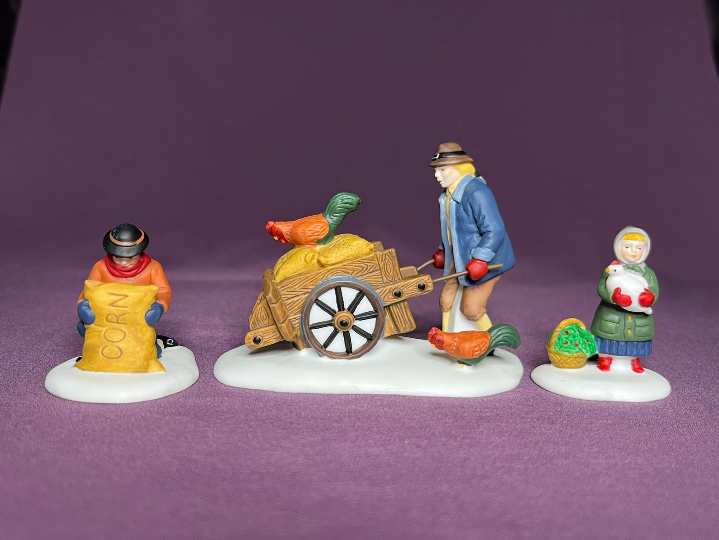 Harvest Seed Cart, Department 56 Heritage Village Collection #56456, 3 pieces
