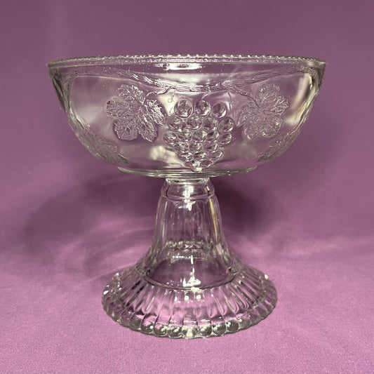 Antique Federal Glass tall comport, Grape with Vine pattern, early 1900s