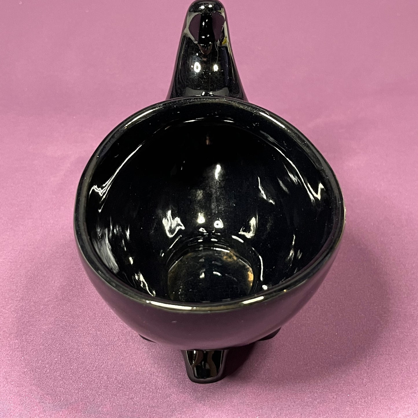 Vintage Frakoma Pottery 575 black cornucopia footed dish