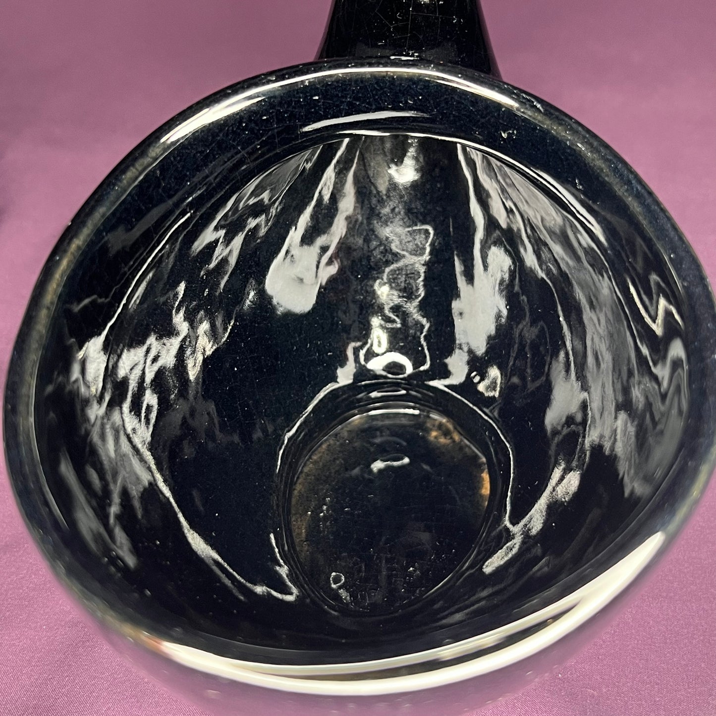 Vintage Frakoma Pottery 575 black cornucopia footed dish