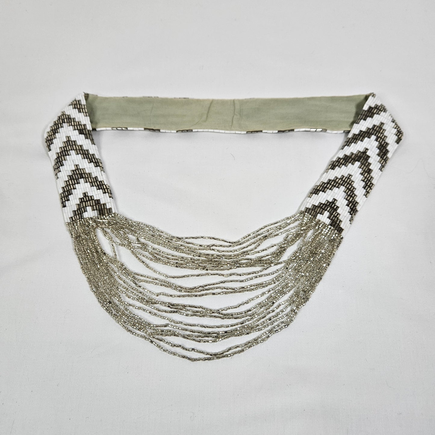 Beaded Waterfall necklace in chevron pattern