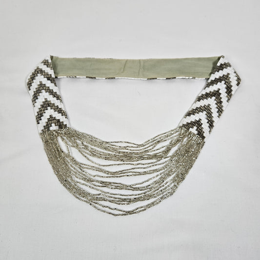 Beaded Waterfall necklace in chevron pattern