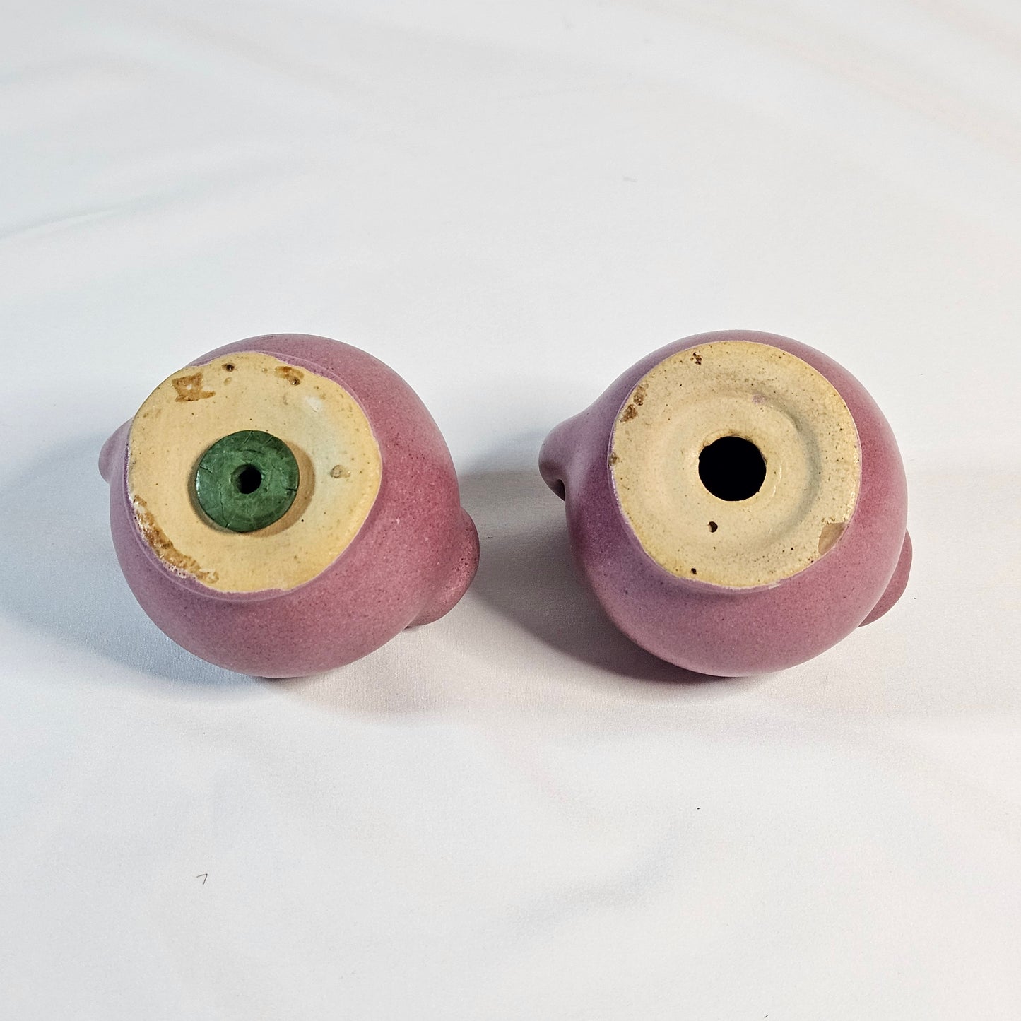 Niloak Pottery, vintage round salt and pepper shakers,  1940s