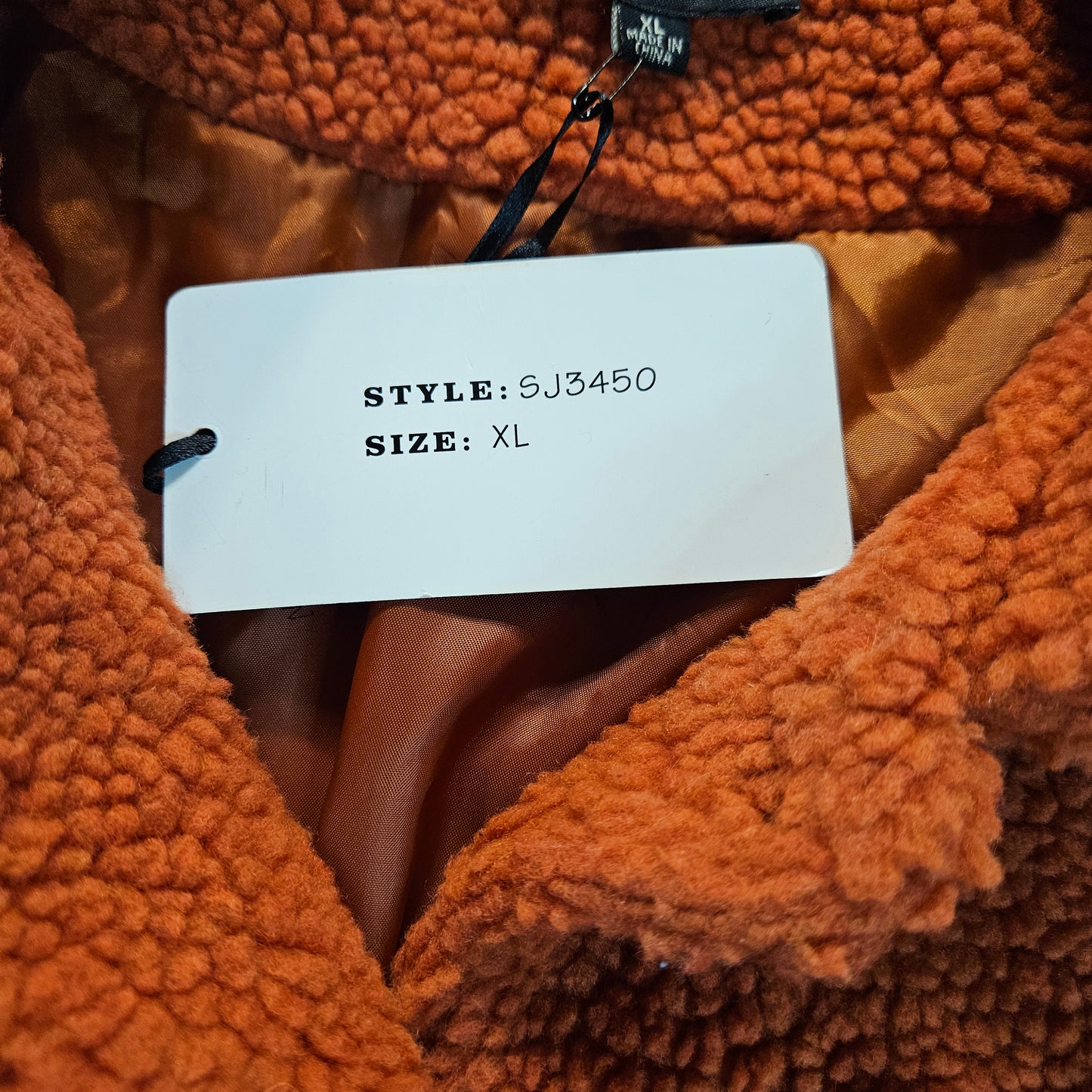 Shinestar Collection sherpa jacket, rust color, XL