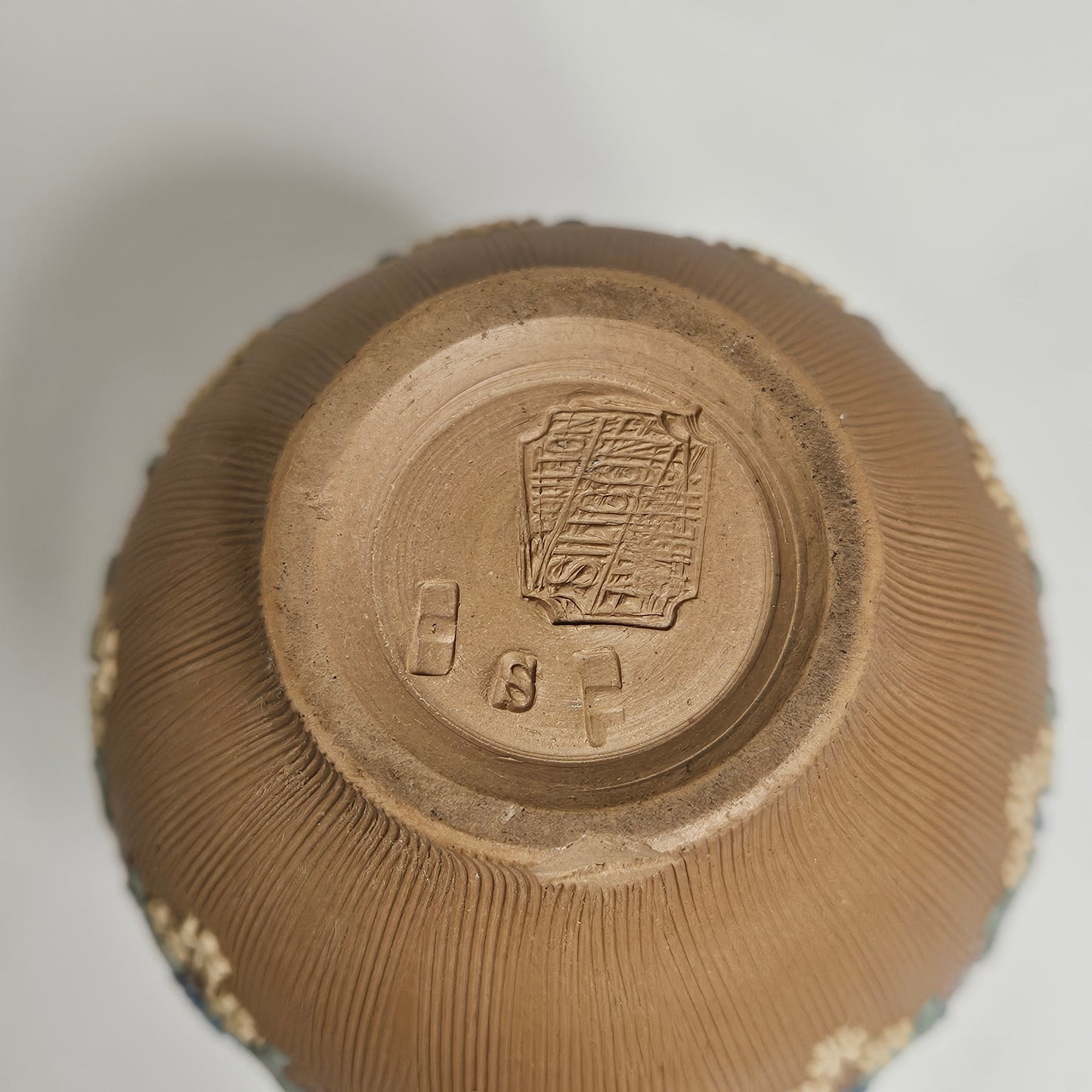 Antique Doulton Lambath Silicone ware miniature stoneware vase, 4.75" tall