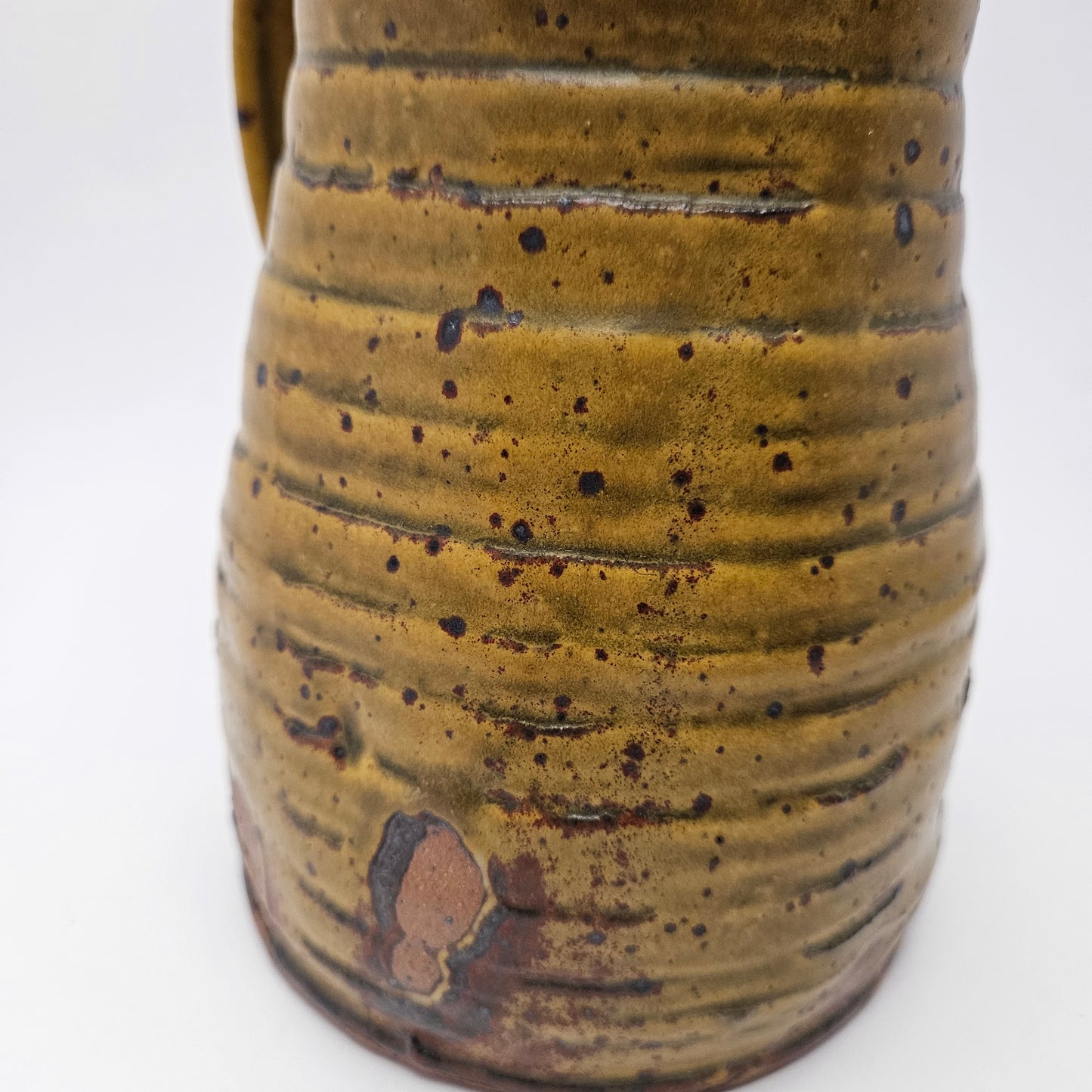 Studio Art Pottery Hand Thrown Stoneware Pitcher Vintage Signed by Artist 8"