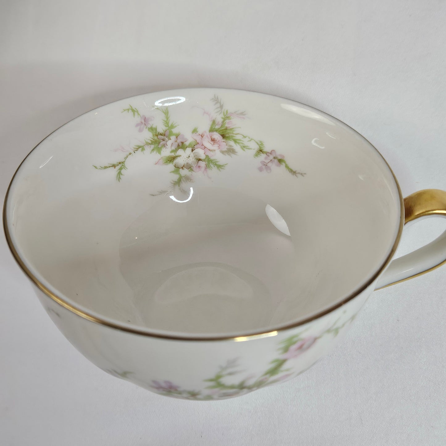 Haviland New York Rosalinde cups, cream floral with gold trim, made in America, set of 6