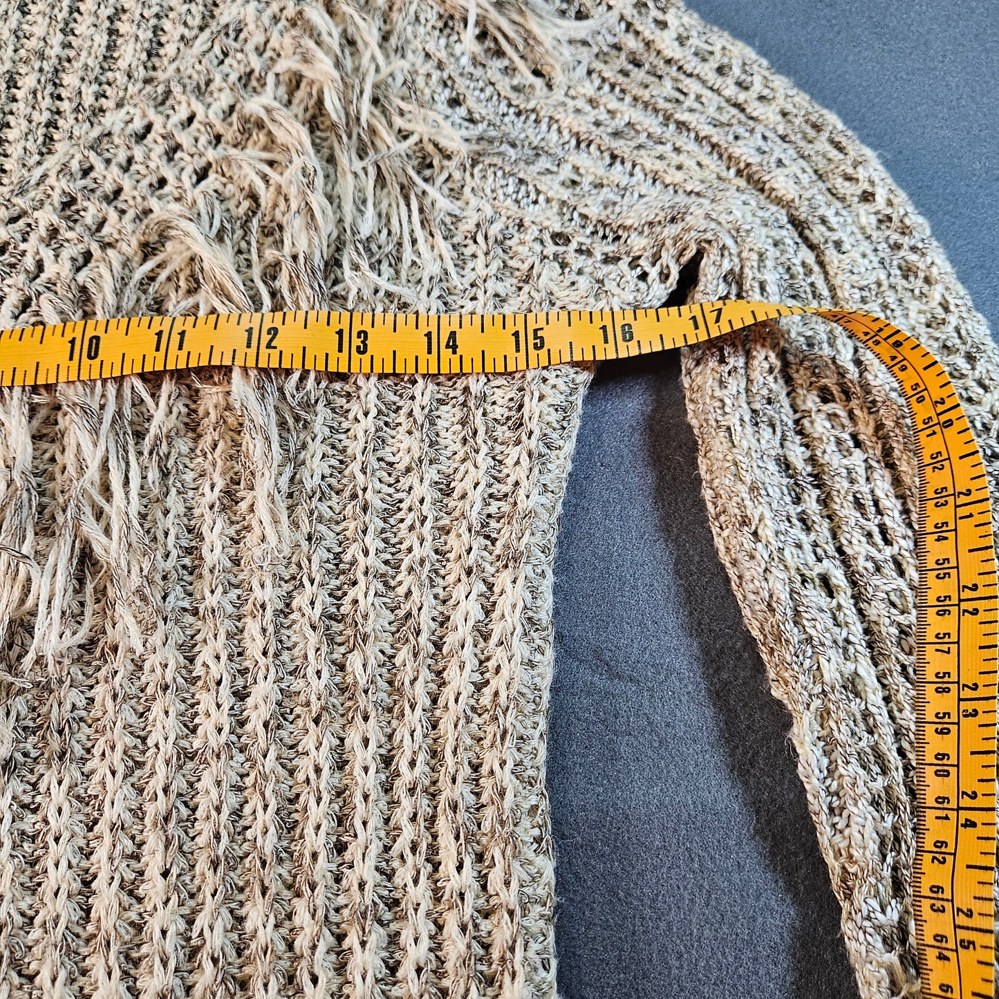 Gimmicks By BKE Open Knit Fringe Boho Long Sleeve Sweater, Large