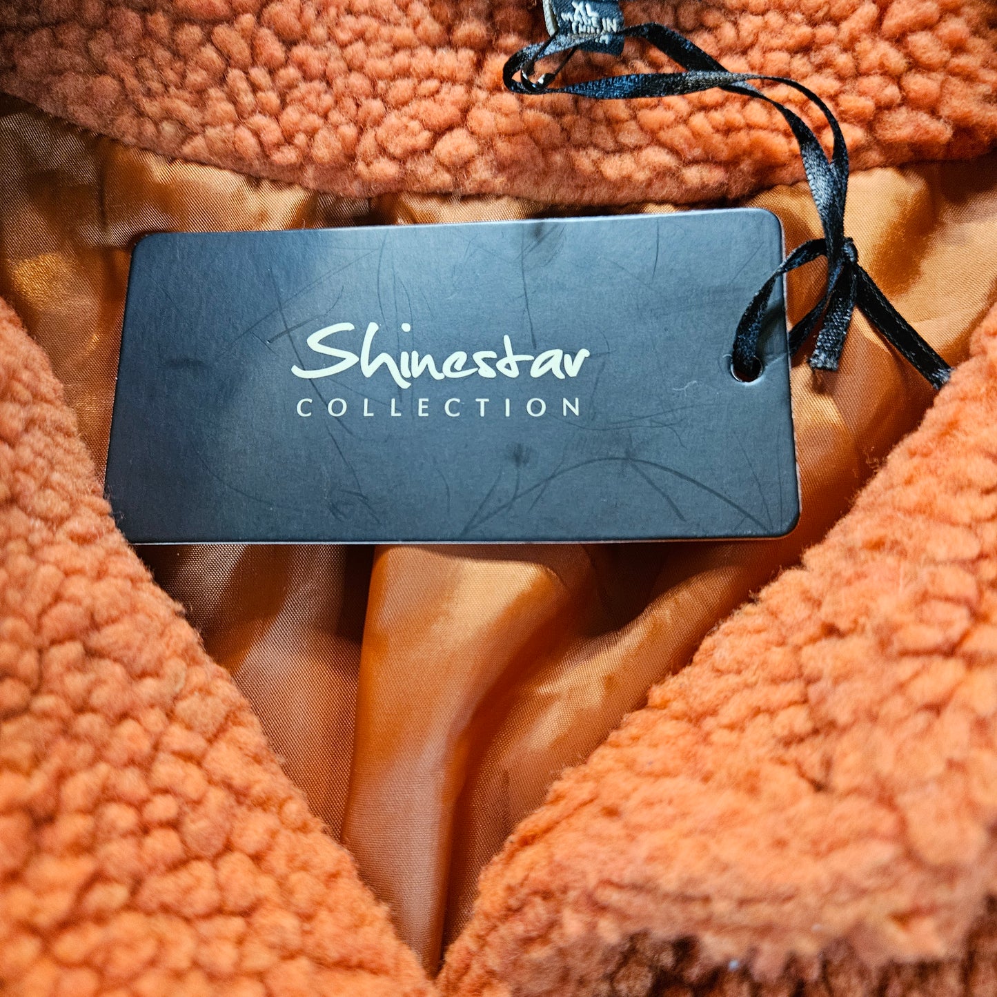 Shinestar Collection sherpa jacket, rust color, XL