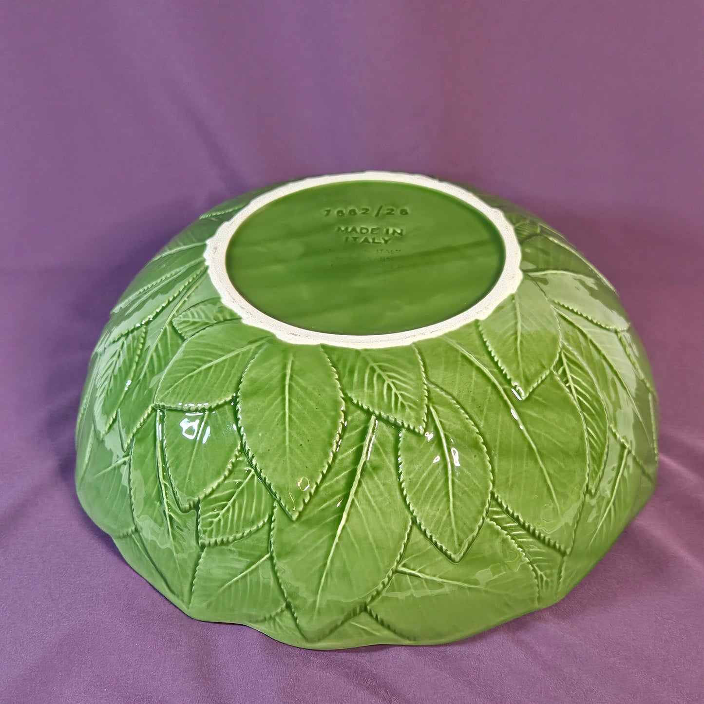 Vintage ceramic bowl, made in Italy, leaf pattern, 11.25 x 3.25 inches