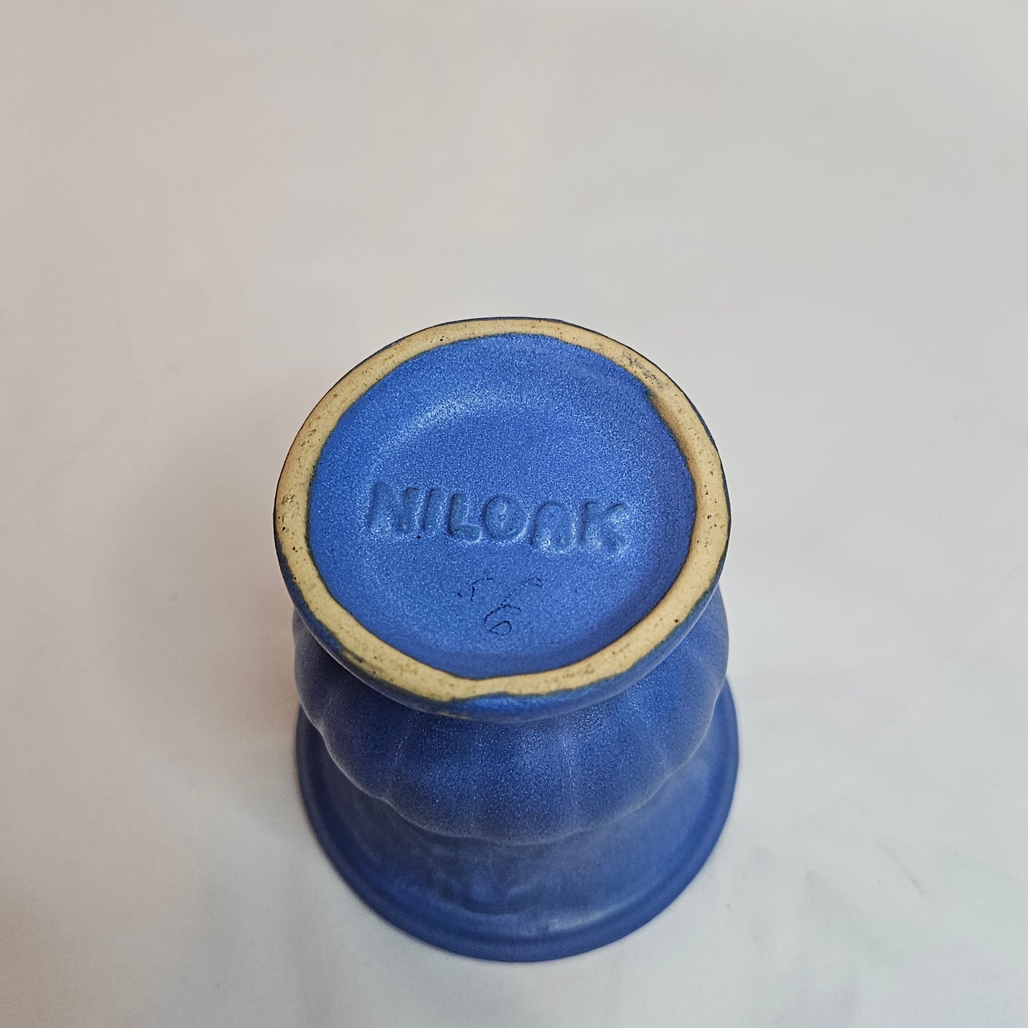 Vintage Niolak small vase, 3.5 inches, Ozark Blue, 1940s