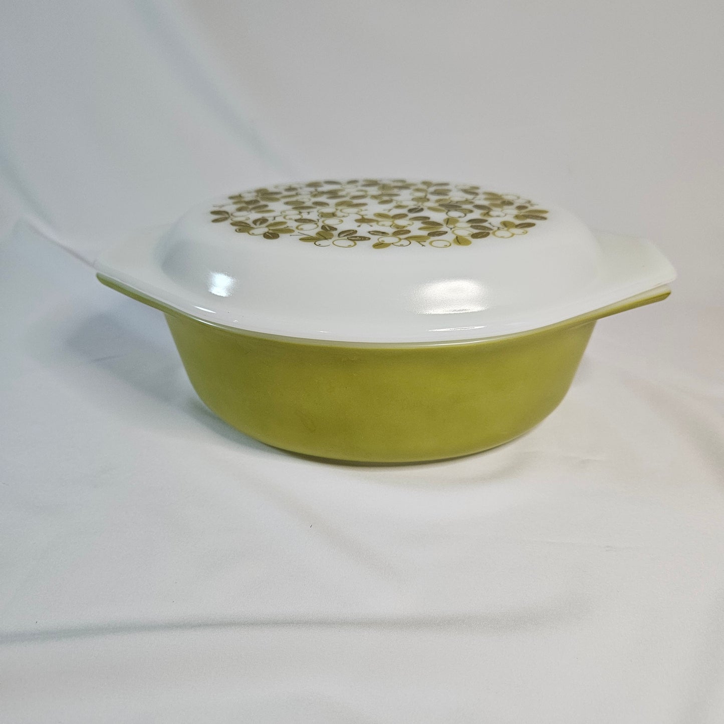 Vintage Pyrex Verde Olive Green Oval Casserole Baking Dish, 1.5 QT w/lid #043