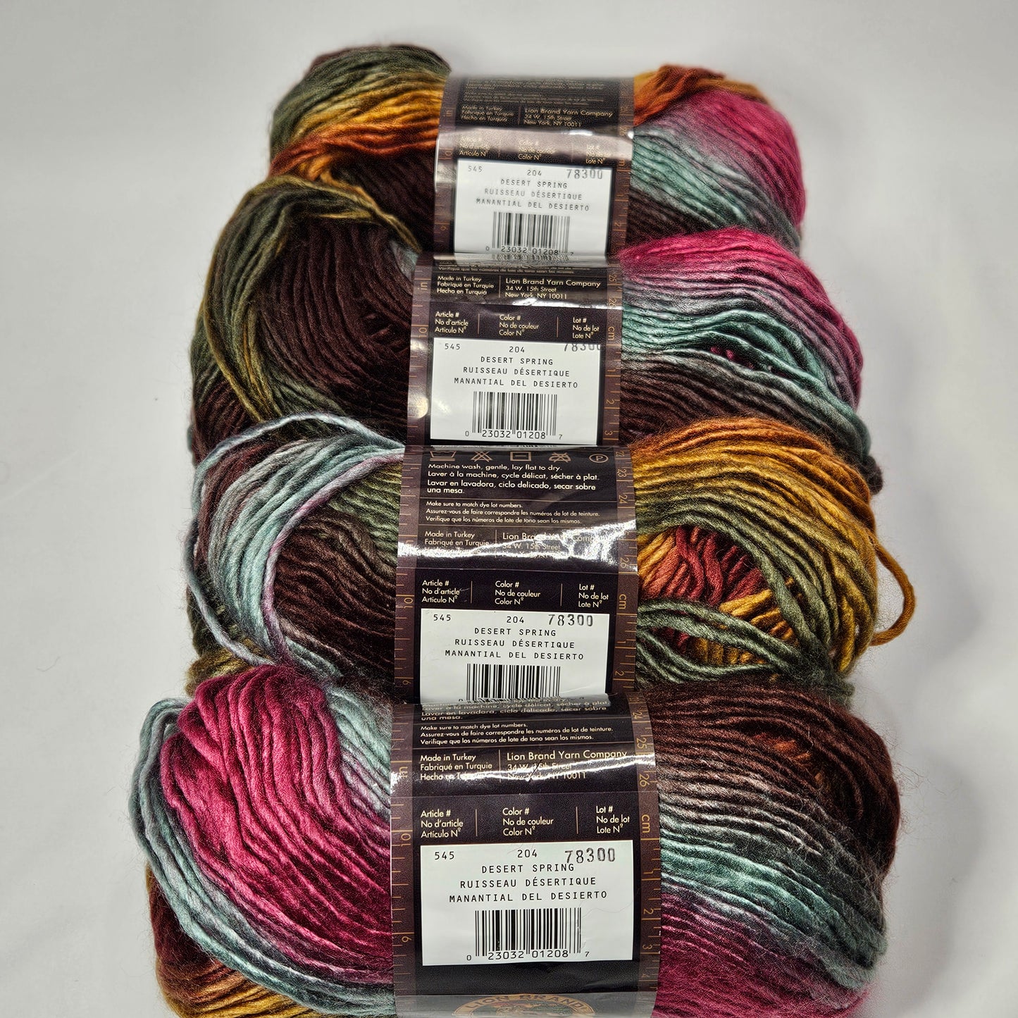 Lion Brand Landscapes acrylic yarn, Desert Spring, 4 skeins, 4 medium