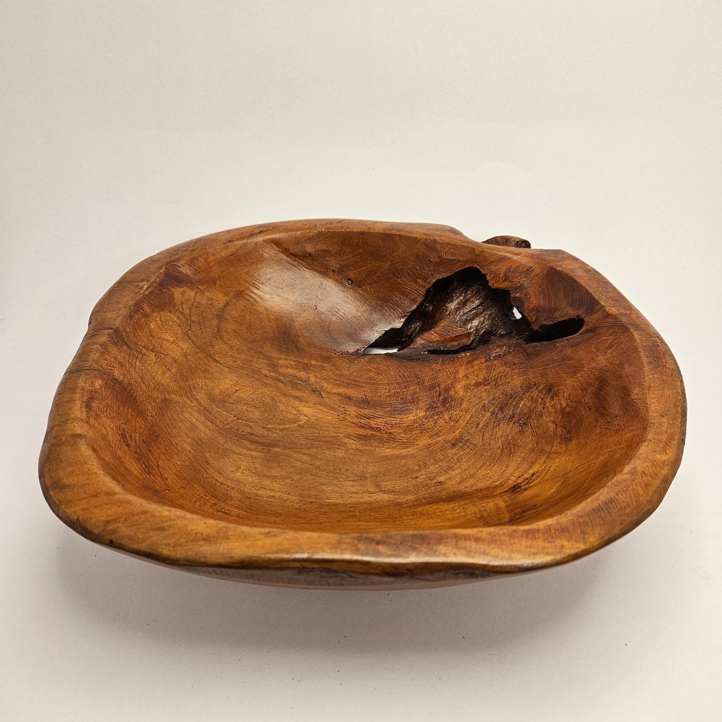 Vintage British Gardens teak decorative bowl, 10 x 11 x 3 inch