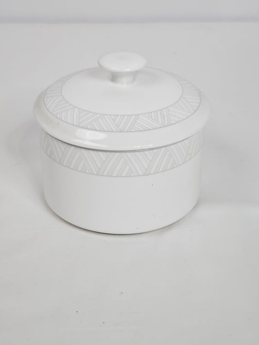 Vintage Mikasa Skyline covered sugar bowl, Alumicron China