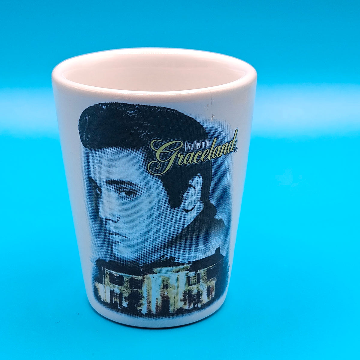 Elvis I've Been to Graceland Graceland ceramic shot glass