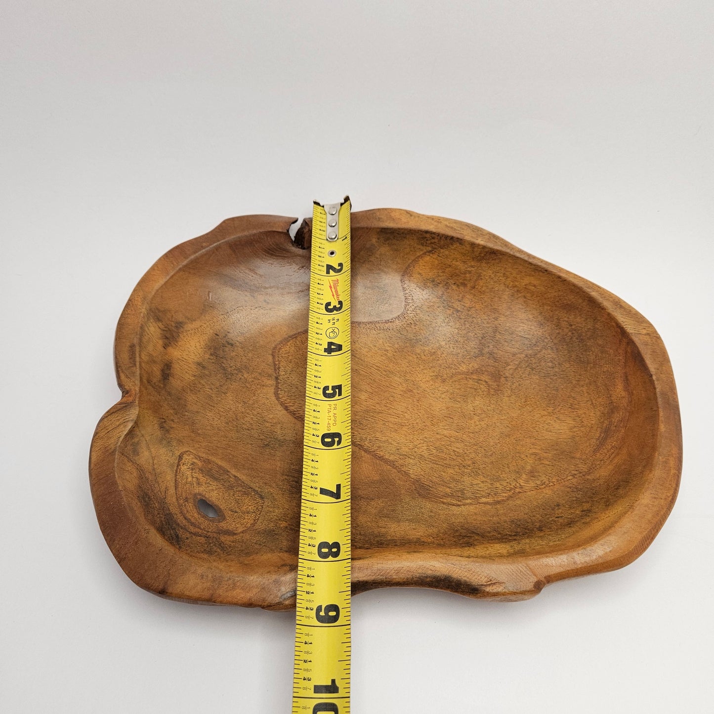 Vintage British Gardens teak bowl, 11 x 9 x 2 inch shallow bowl