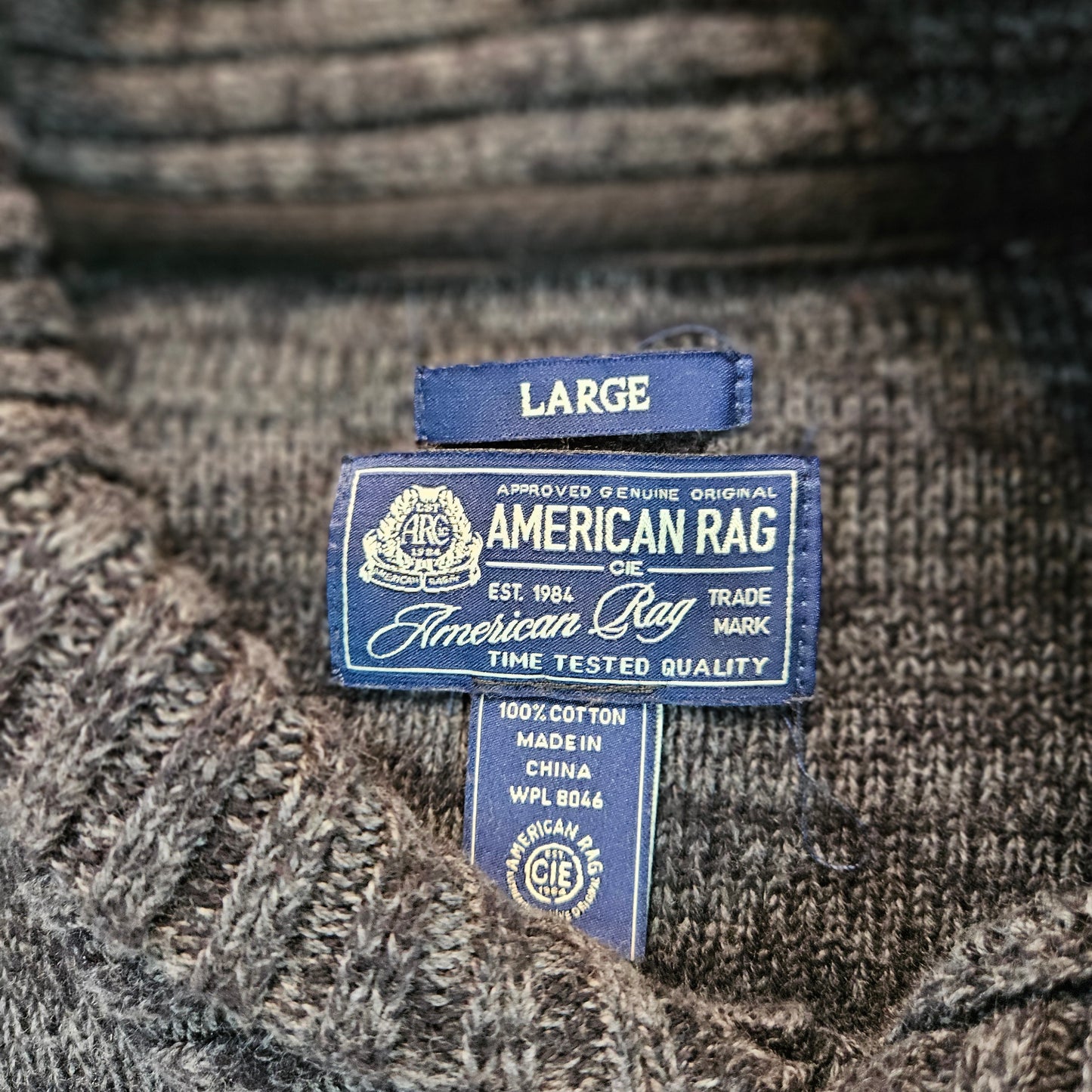 American Rag men's collared cotton sweater, Large, Heathered Grey, long sleeve