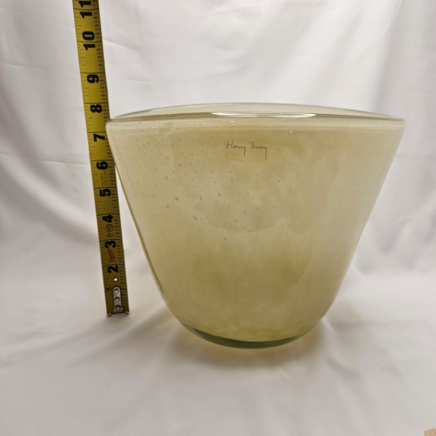 Henry Dean Large Glass Vase, signed