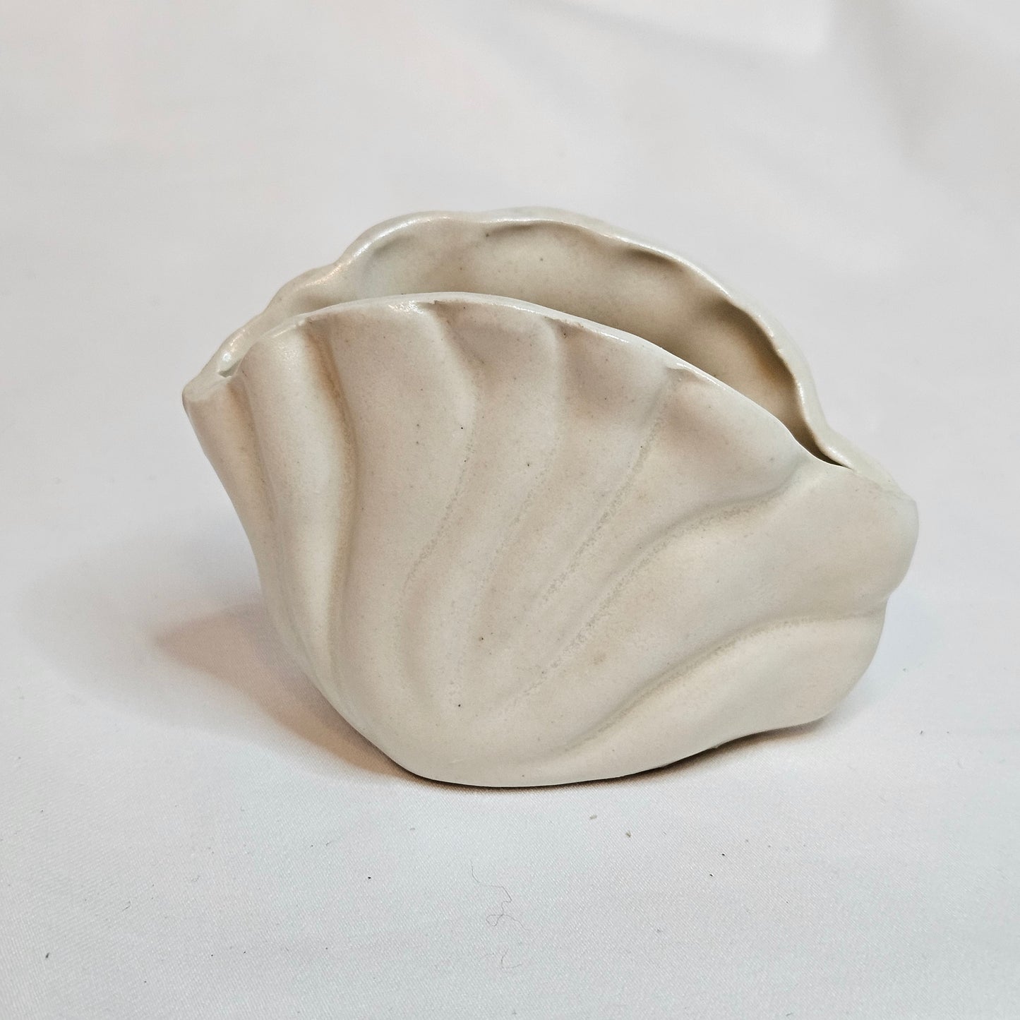 Vintage Niloak Pottery shell vase, ivory