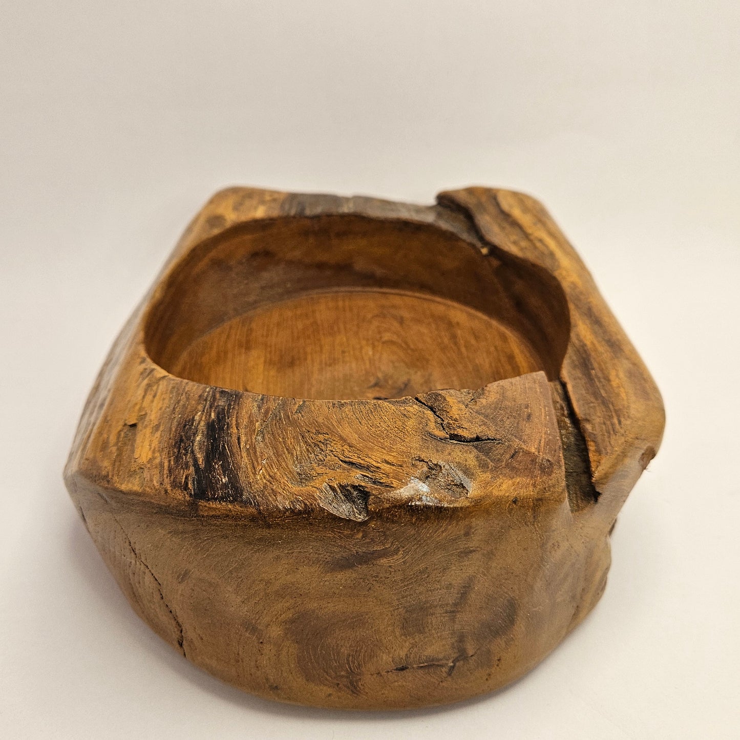 Vintage British Gardens teak bowl, 9.5x8x4 inches with 6 inch interior