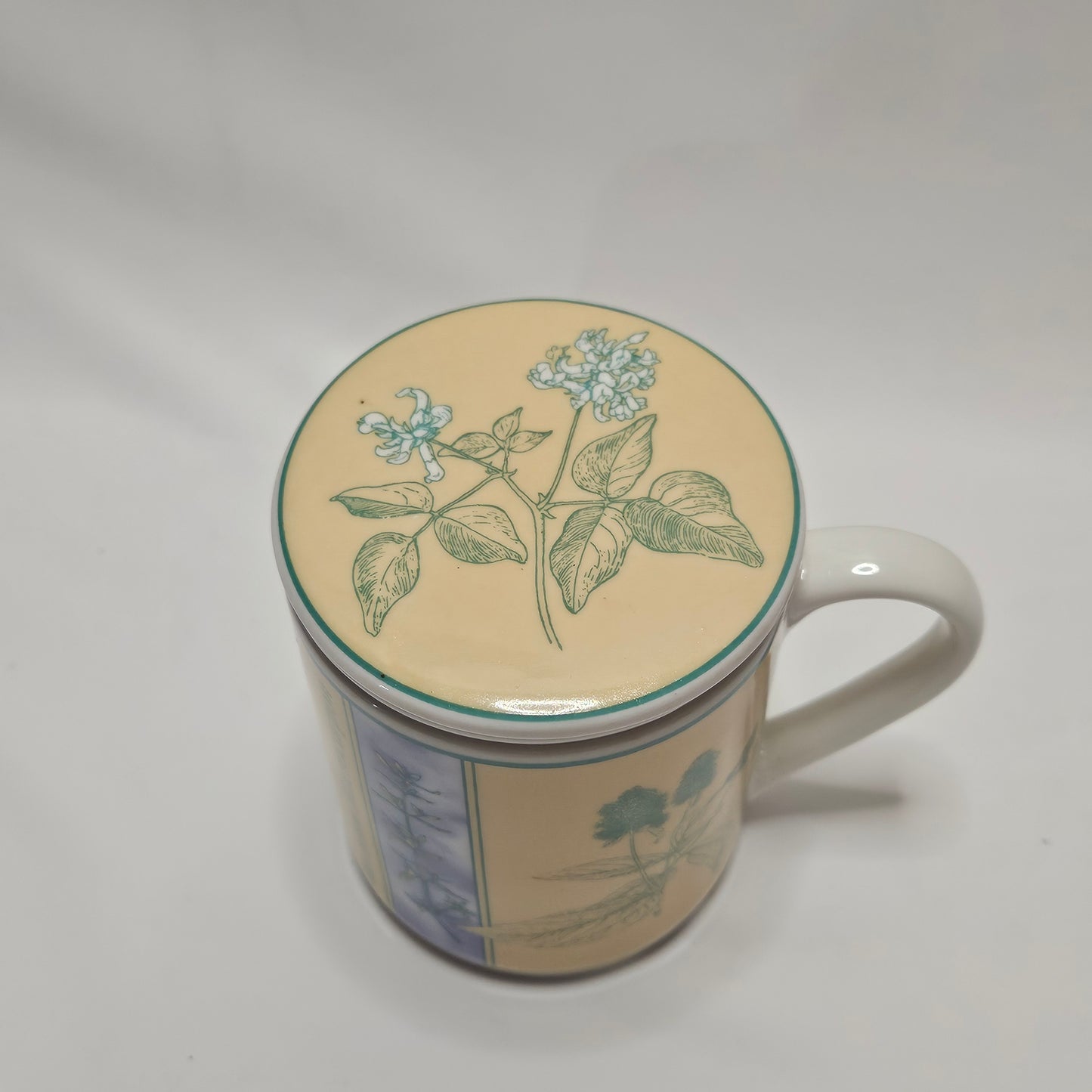 Danesco Ceramic Mug with Tea Infuser, Herbal plant designs