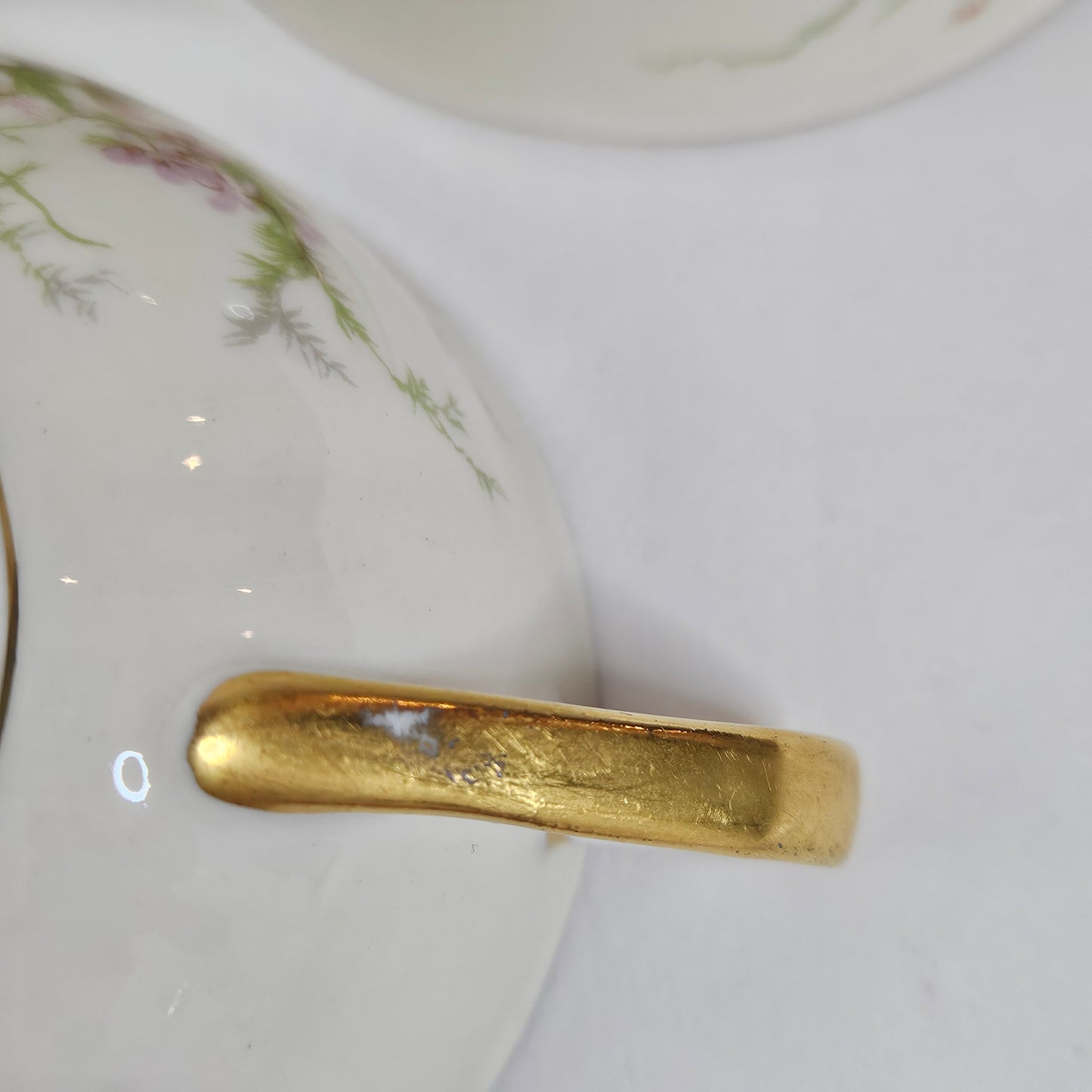 Haviland New York Rosalinde cups, cream floral with gold trim, made in America, set of 6