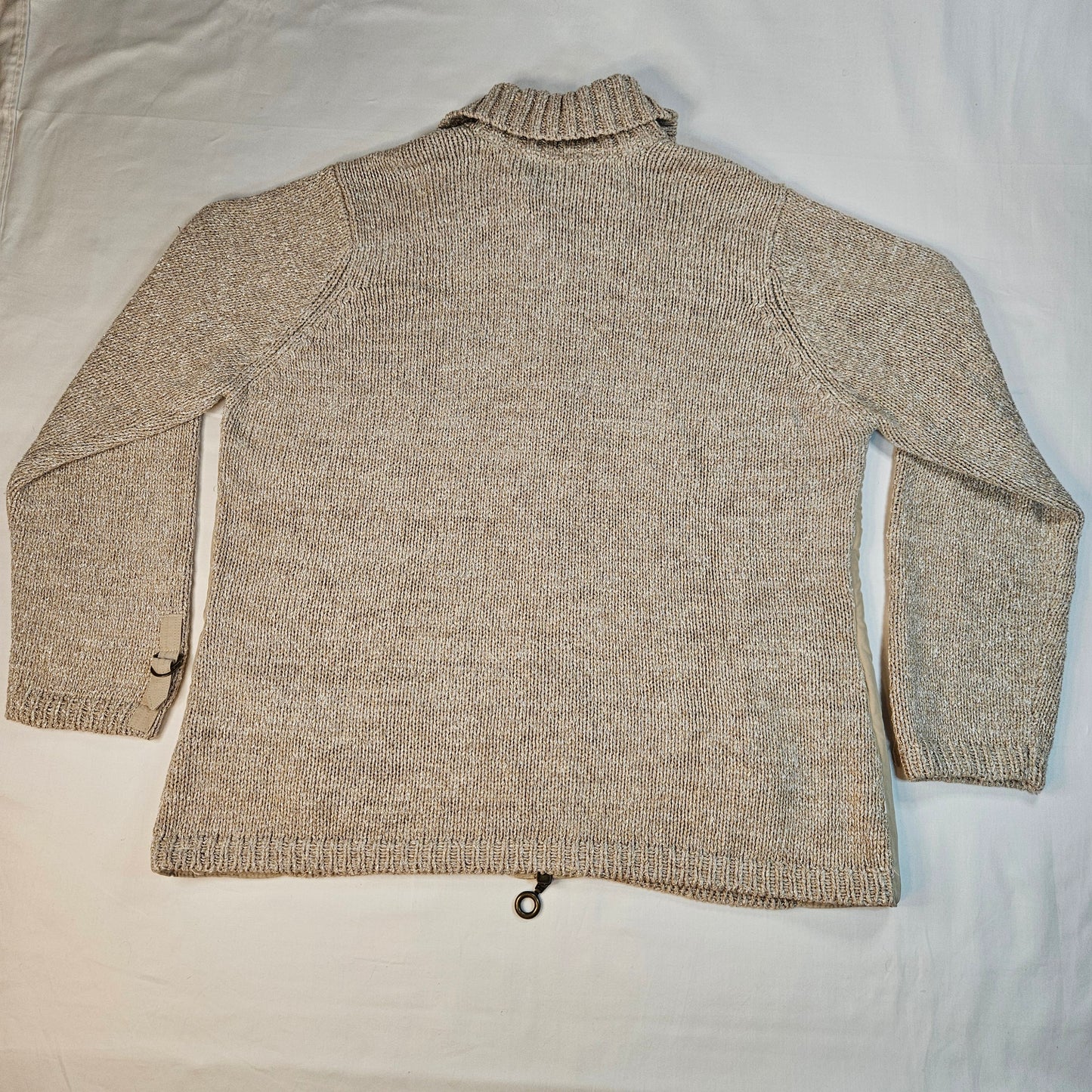 Pierri New York beige-gold zip front cardigan sweater